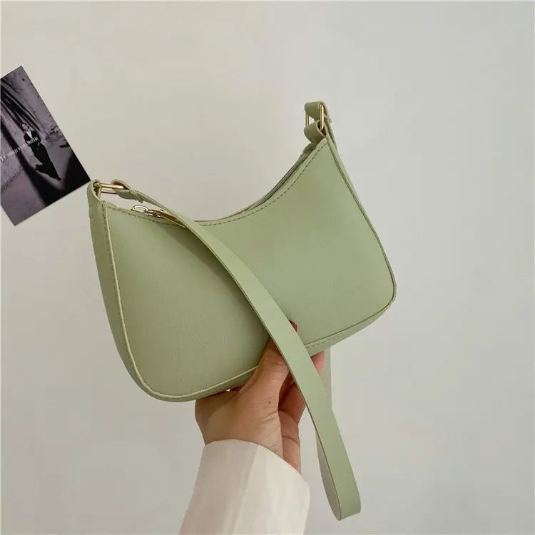 New Women's Fashion Handbags Retro Solid Color PU Leather Shoulder Underarm Bag Casual Women Hobos Handbags