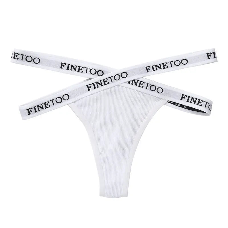 Cotton G-String Sexy Cross Strap Women's Panties FINETOO Letter High Waisted Panties Fashion Thongs Women Panty Lingerie M-XL