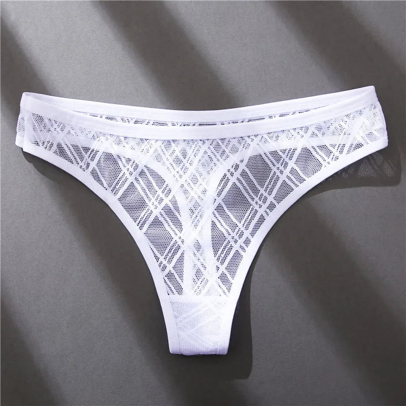 Sexy Mesh Women's Thongs Low Rise Waist G-String Female Transparent Panty Hollow Out T-Back Girl Intimate Underwear Lingerie