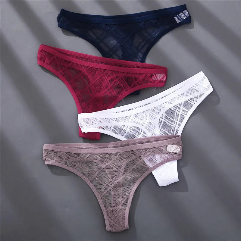 Sexy Mesh Women's Thongs Low Rise Waist G-String Female Transparent Panty Hollow Out T-Back Girl Intimate Underwear Lingerie