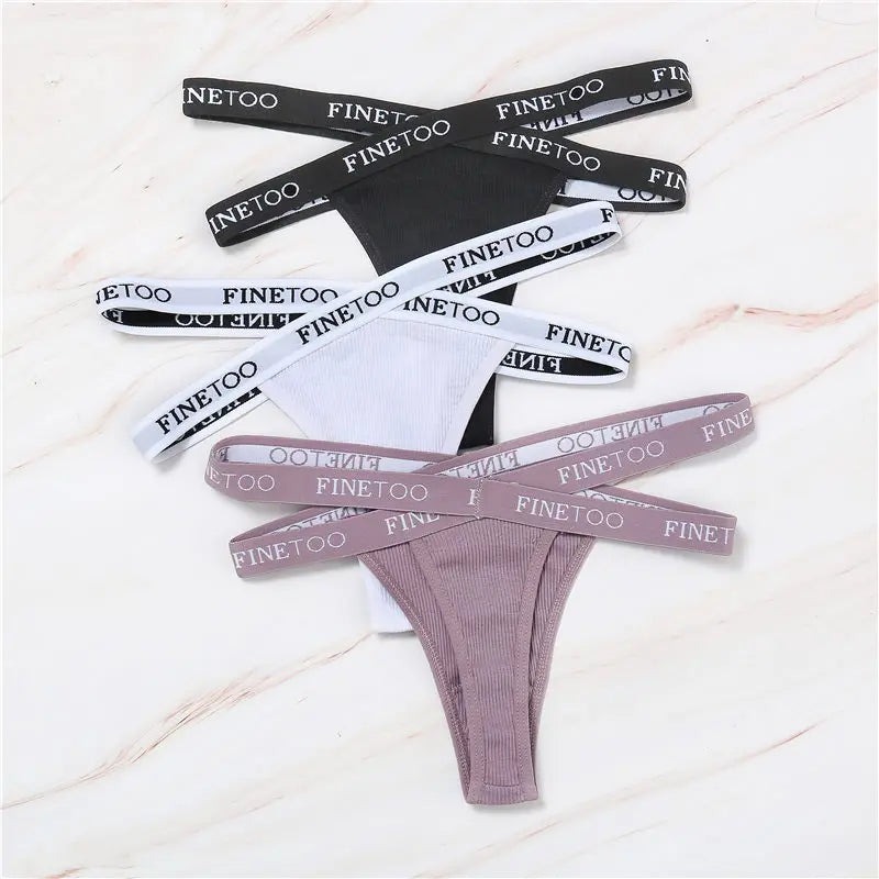 Cotton G-String Sexy Cross Strap Women's Panties FINETOO Letter High Waisted Panties Fashion Thongs Women Panty Lingerie M-XL