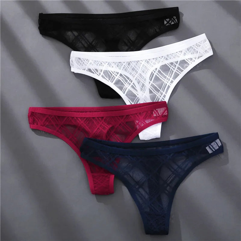 Sexy Mesh Women's Thongs Low Rise Waist G-String Female Transparent Panty Hollow Out T-Back Girl Intimate Underwear Lingerie