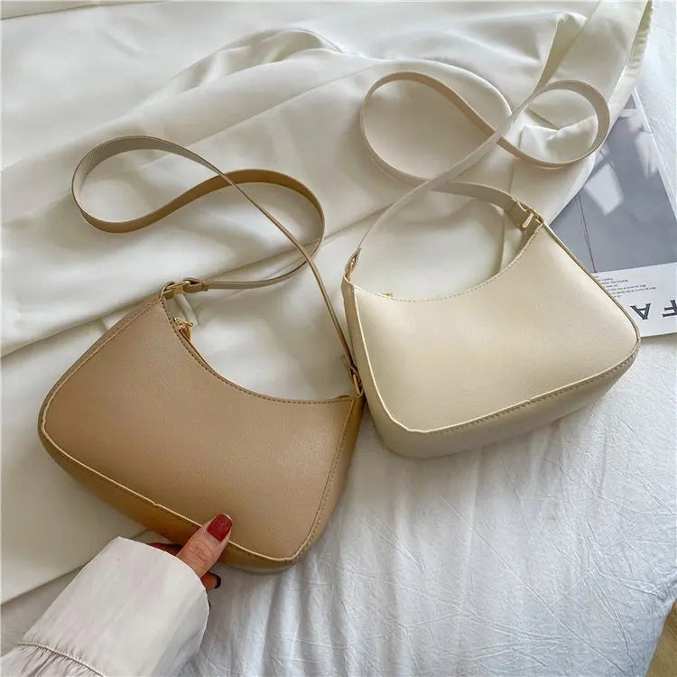 New Women's Fashion Handbags Retro Solid Color PU Leather Shoulder Underarm Bag Casual Women Hobos Handbags