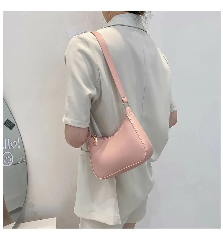 New Women's Fashion Handbags Retro Solid Color PU Leather Shoulder Underarm Bag Casual Women Hobos Handbags