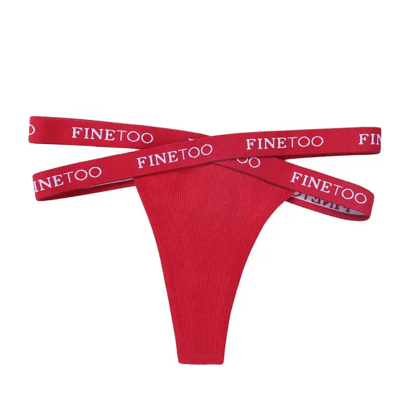 Cotton G-String Sexy Cross Strap Women's Panties FINETOO Letter High Waisted Panties Fashion Thongs Women Panty Lingerie M-XL