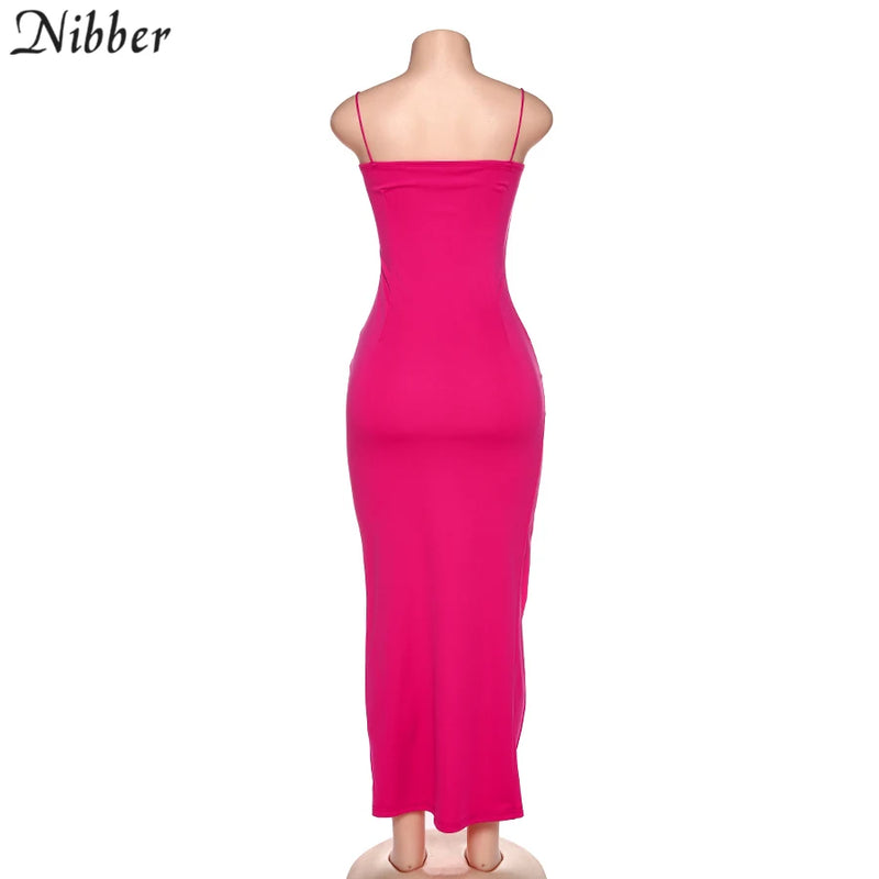 Nibber red black New year christmas party long dresses women spring Basic bodycon lace up stretch Slim midi dresses femme