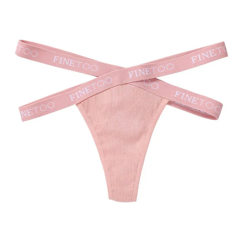 Cotton G-String Sexy Cross Strap Women's Panties FINETOO Letter High Waisted Panties Fashion Thongs Women Panty Lingerie M-XL