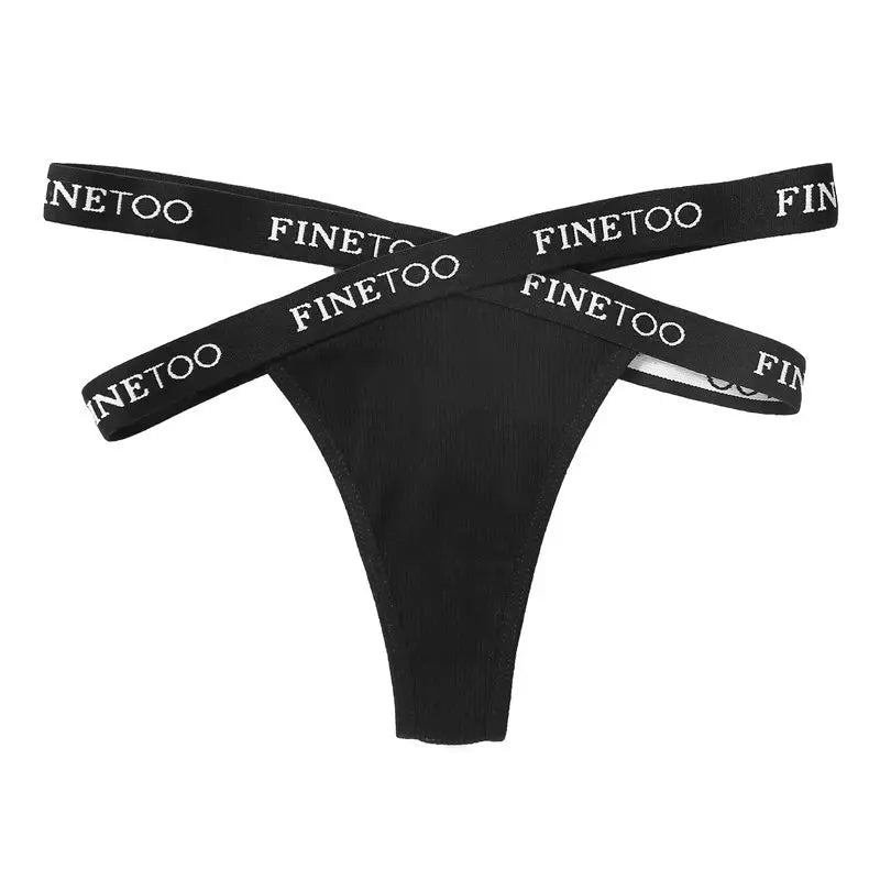 Cotton G-String Sexy Cross Strap Women's Panties FINETOO Letter High Waisted Panties Fashion Thongs Women Panty Lingerie M-XL