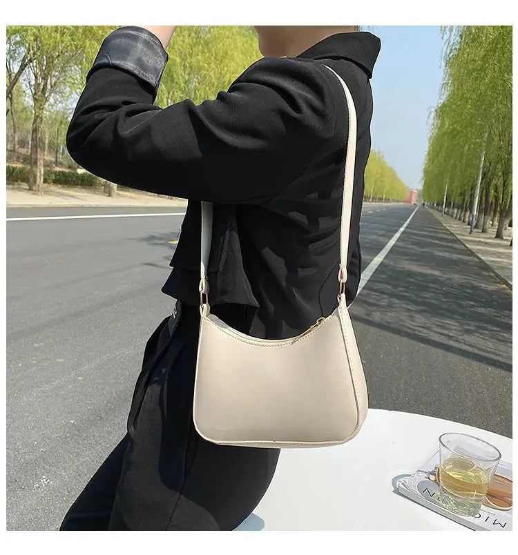 New Women's Fashion Handbags Retro Solid Color PU Leather Shoulder Underarm Bag Casual Women Hobos Handbags