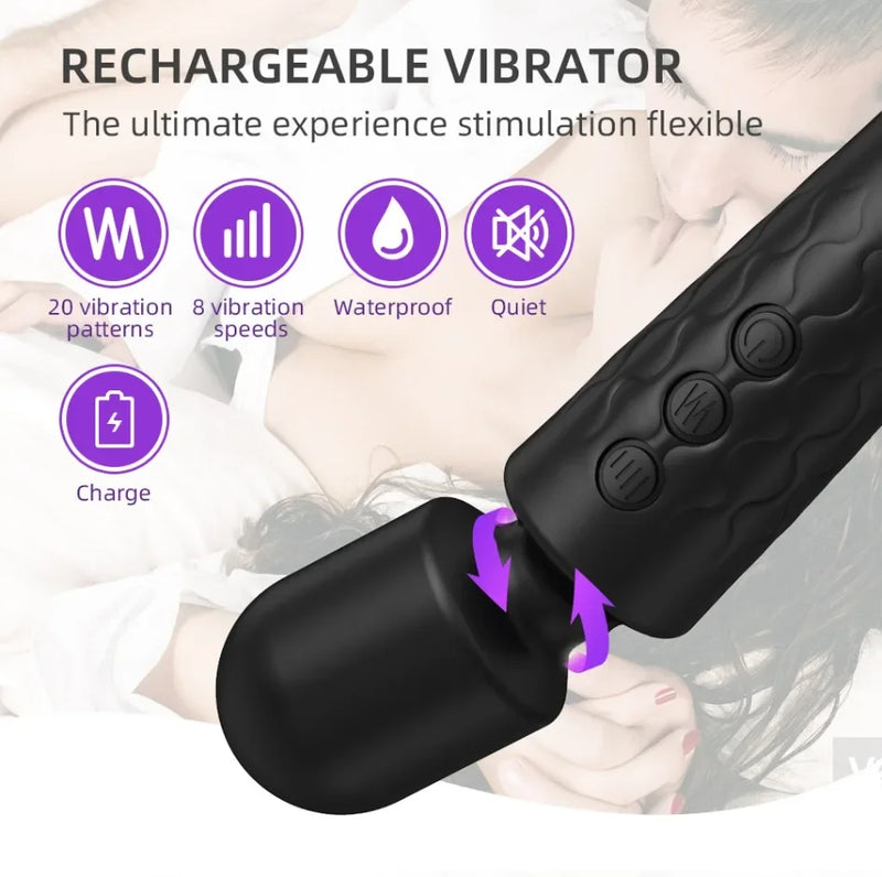 20 Speeds Powerful AV Vibrator for Women Nipple G spot Clitoris Stimulator Magic-Wand Dildo Female Masturbation Adult Sex Toys