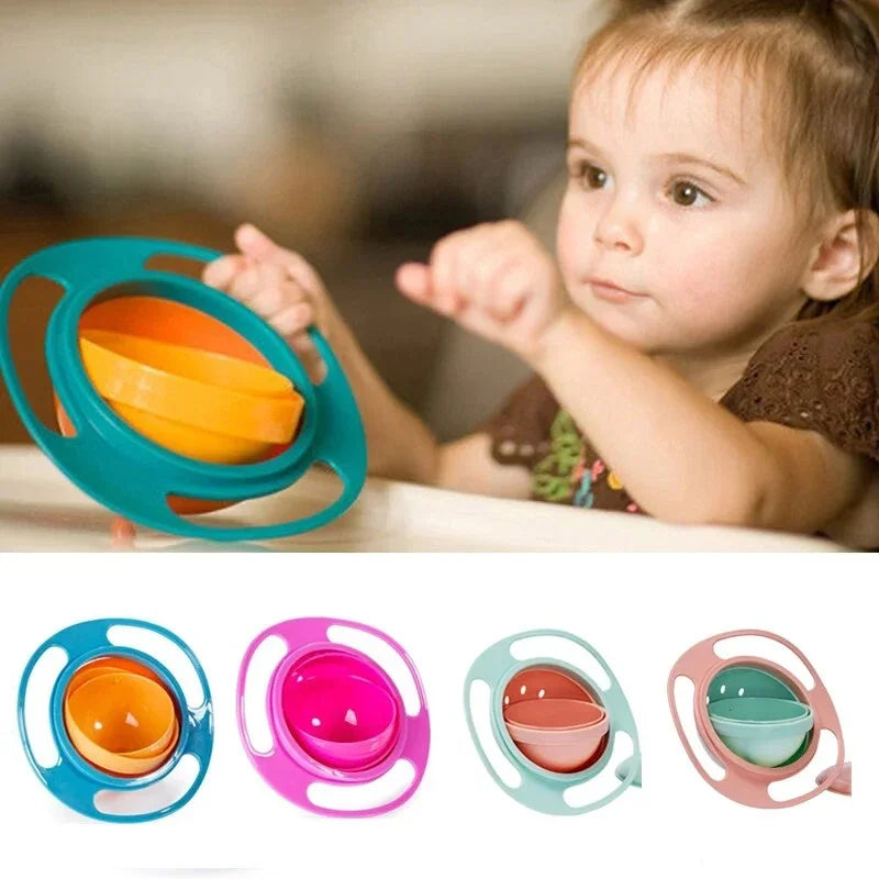 Children's Bowl 360 Degree Rotating Balance Bowl, Put Spreading Leak-proof Gyro Bowl, Drop-proof Frisbee Baby Bowl