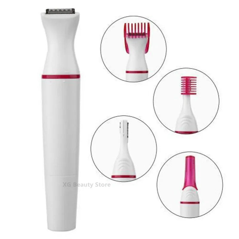 Multifunction White Electric Epilator For Women Hair Remover Shaver Razor For Eyebrow Underarm Bikini 5 In 1 Depilador Feminino