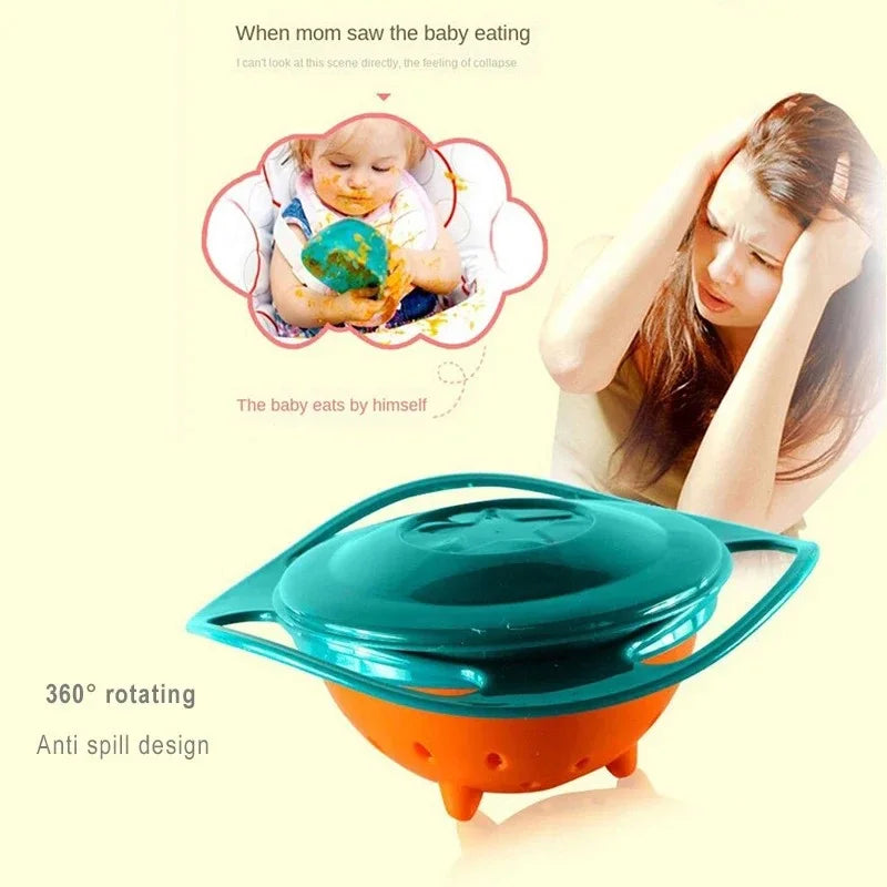 Children's Bowl 360 Degree Rotating Balance Bowl, Put Spreading Leak-proof Gyro Bowl, Drop-proof Frisbee Baby Bowl