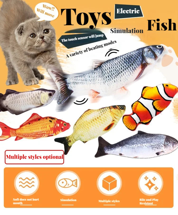 Cat Toys Electric Fish With USB Charging Built-In Lithium Battery Simulation Realistic Pet Molar Interactive Toys Pet Supplies