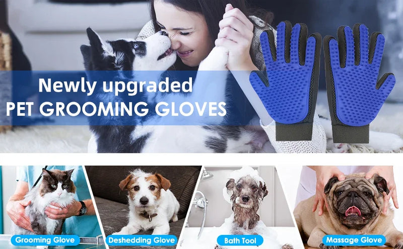 Pet Grooming Gloves Cat Brushes for Gentle Shedding Efficient Pets Hair Remover Mittens - Dog Washing Gloves Cats & Horses