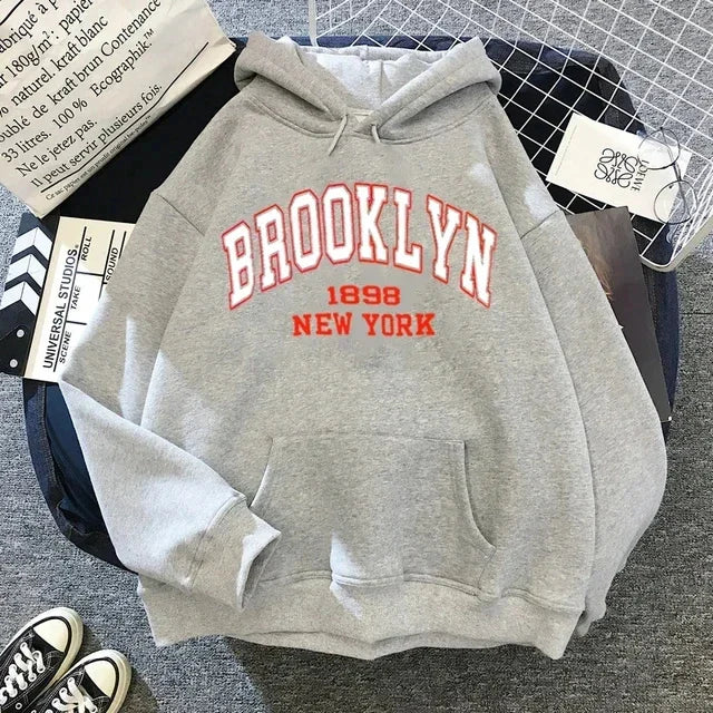 Brooklyn Letter Print Hooded Sweater Fashion Hoodie Kids Hip Hop Street Ladies New York Autumn Clothing Hoodie for Women