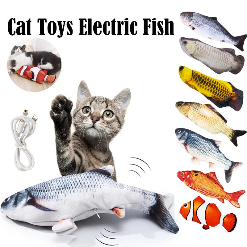 Cat Toys Electric Fish With USB Charging Built-In Lithium Battery Simulation Realistic Pet Molar Interactive Toys Pet Supplies