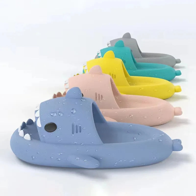 Pallene Lovely Shark Slippers For Women Fashion Thick Bottom Sandals Men Couple Bath Anti Slip Falt Shoes Outdoor Beach Slippers