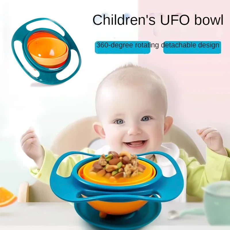 Children's Bowl 360 Degree Rotating Balance Bowl, Put Spreading Leak-proof Gyro Bowl, Drop-proof Frisbee Baby Bowl