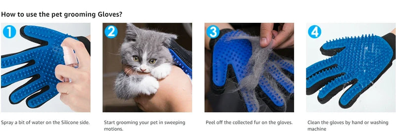 Pet Grooming Gloves Cat Brushes for Gentle Shedding Efficient Pets Hair Remover Mittens - Dog Washing Gloves Cats & Horses